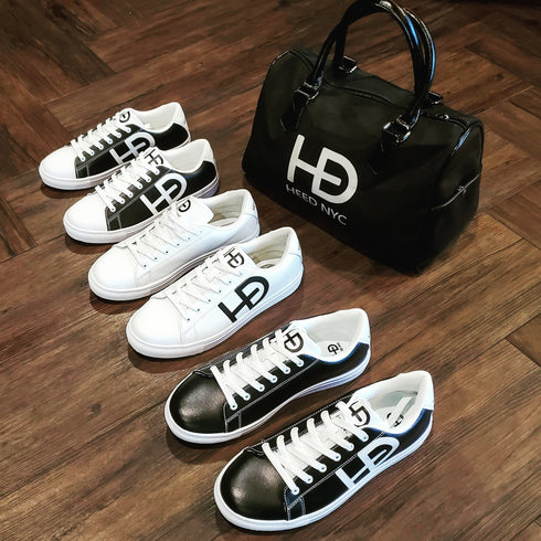 HEED NYC Women's Classic Black & White Vegan Leather Sneakers